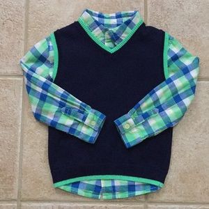 Cherokee Boys Button Down Shirt Sweater Vest